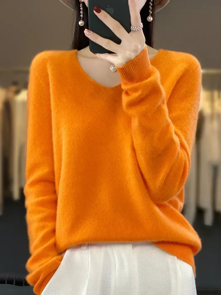 ELIZA & MAREN | CLASSIC V-NECK KNIT SWEATER FOR WOMEN