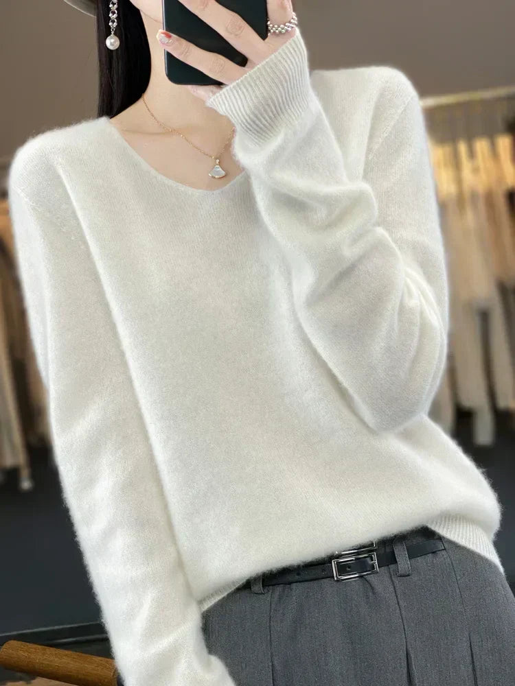 ELIZA & MAREN | CLASSIC V-NECK KNIT SWEATER FOR WOMEN