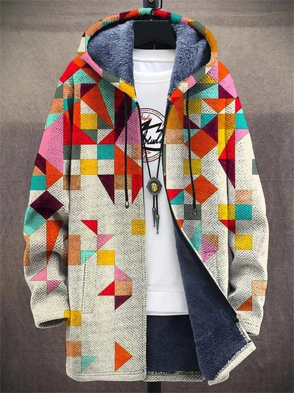 ELIZA & MAREN | MULTICOLOR PRINT HOODED CARDIGAN FOR WOMEN