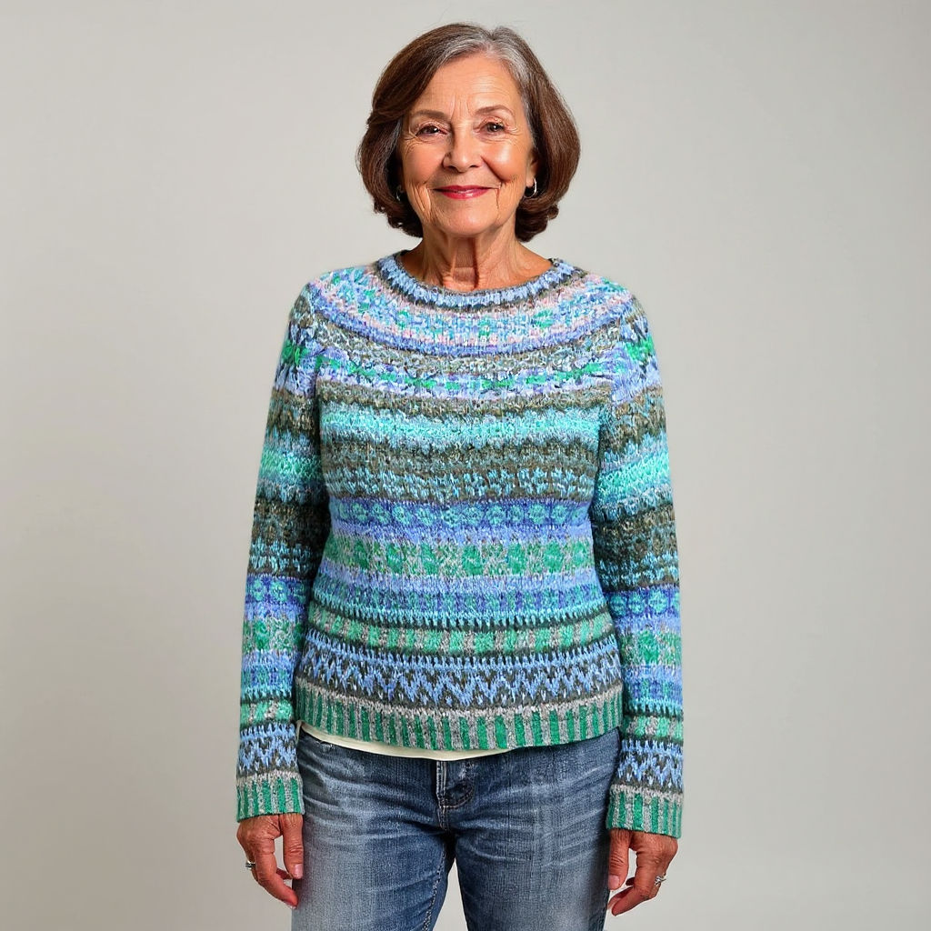 ELIZA & MAREN | FLARED PATTERN KNIT SWEATSHIRT FOR WOMEN