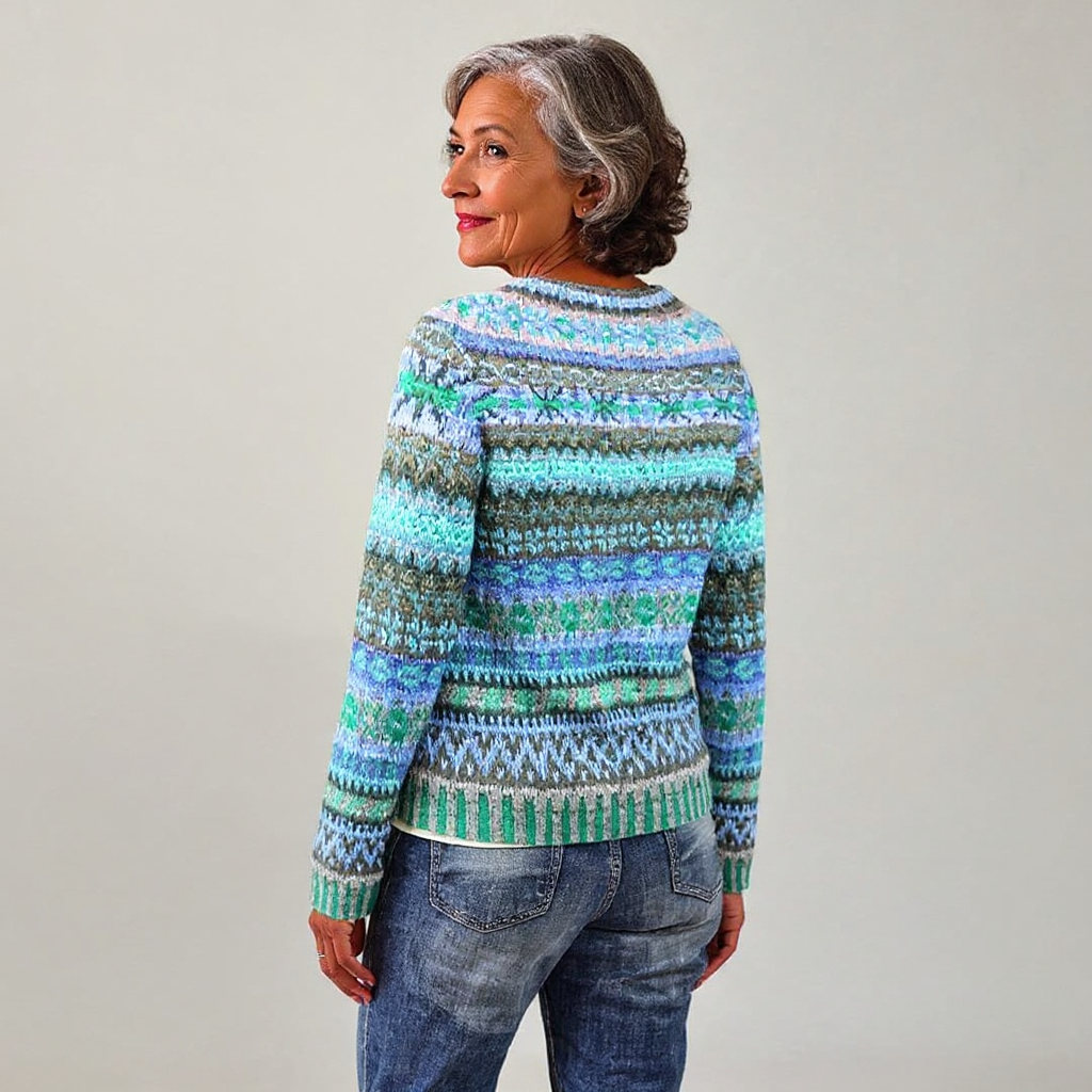 ELIZA & MAREN | FLARED PATTERN KNIT SWEATSHIRT FOR WOMEN