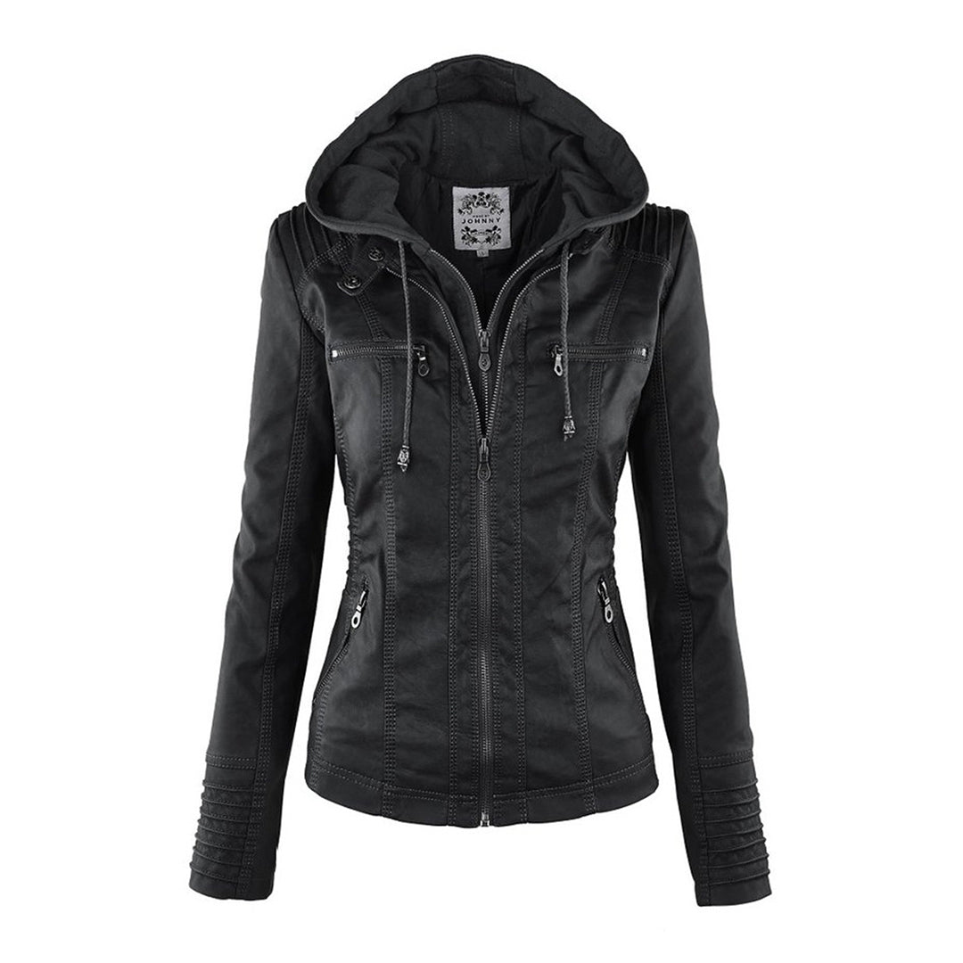 ELIZA & MAREN | SHAPED HOODED MOTO JACKET FOR WOMEN