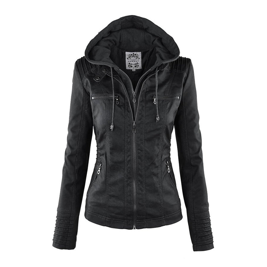 ELIZA & MAREN | SHAPED HOODED MOTO JACKET FOR WOMEN
