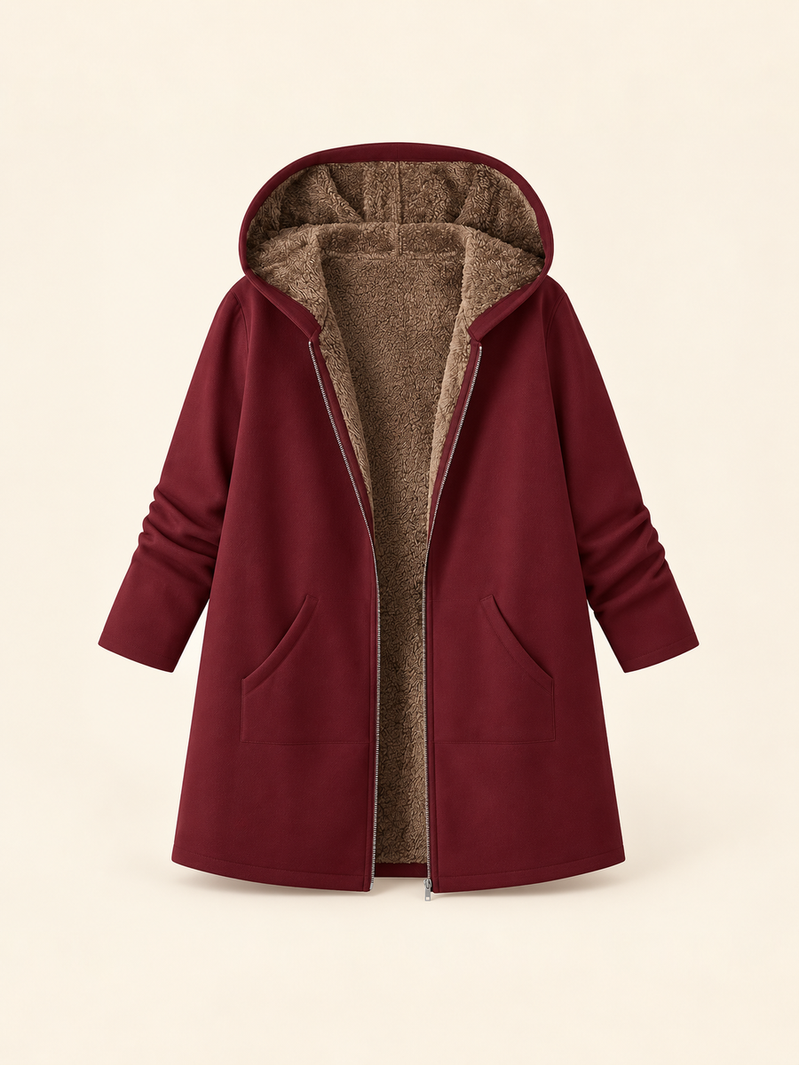 ELIZA & MAREN | SHERPA-LINED HOODED COAT FOR WOMEN