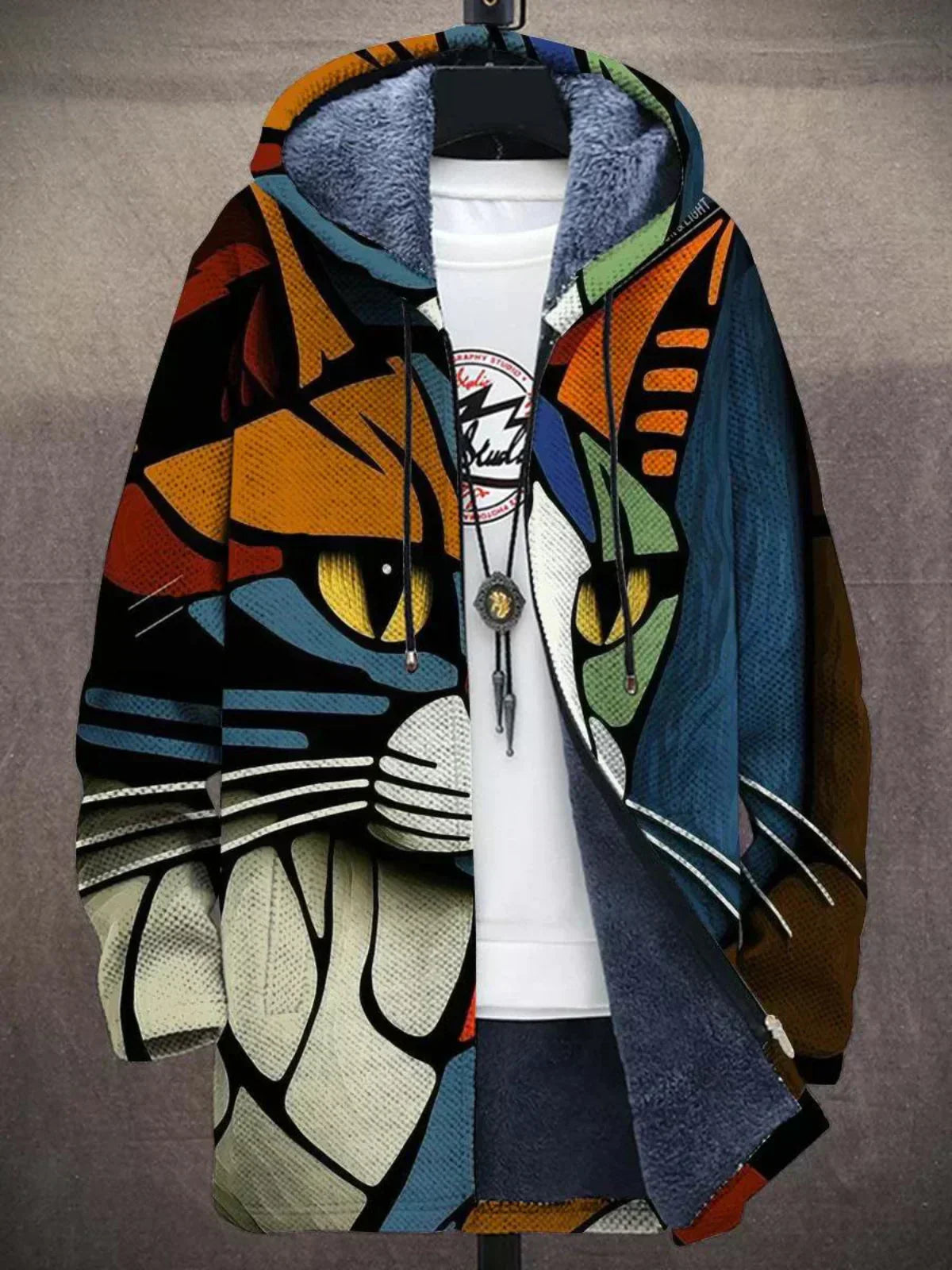 ELIZA & MAREN | MIXED ART HOODED CARDIGAN FOR WOMEN