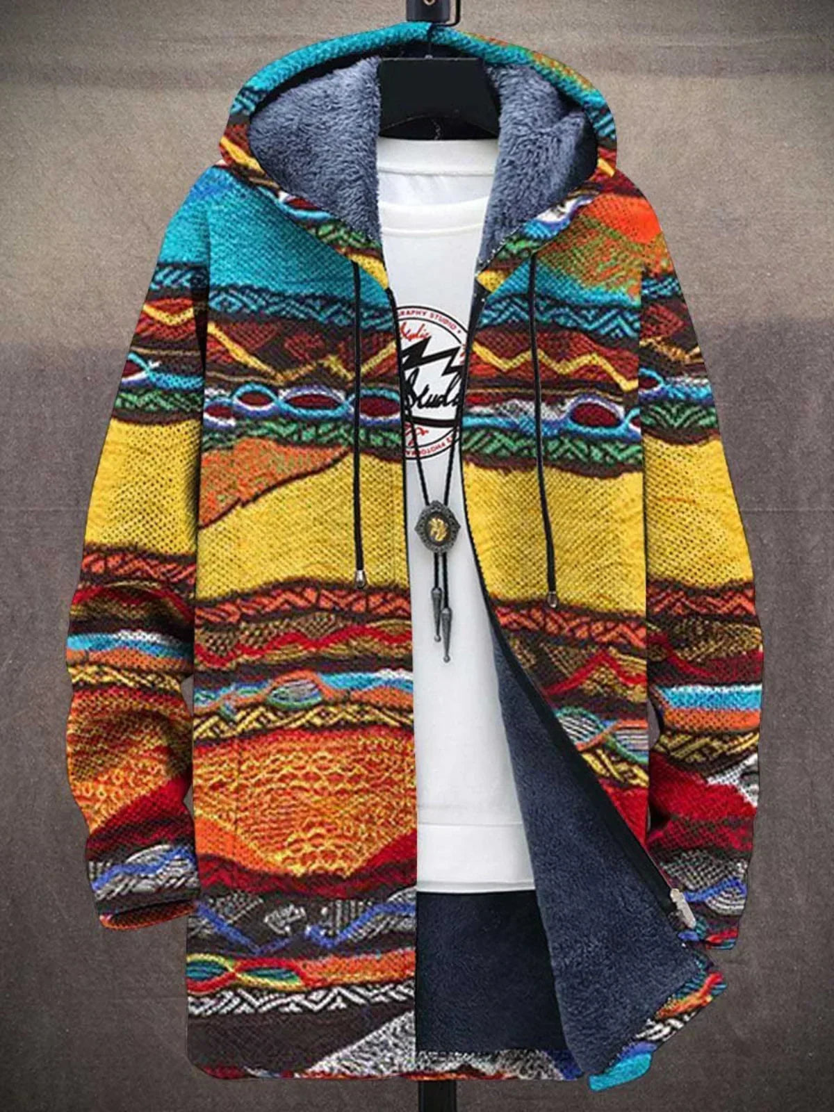 ELIZA & MAREN | MIXED ART HOODED CARDIGAN FOR WOMEN