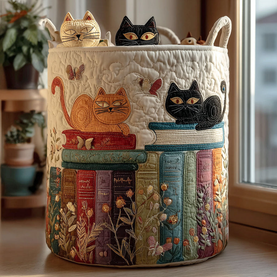 ELIZA & MAREN | BOOKLOVING CAT STORAGE BASKET FOR WOMEN