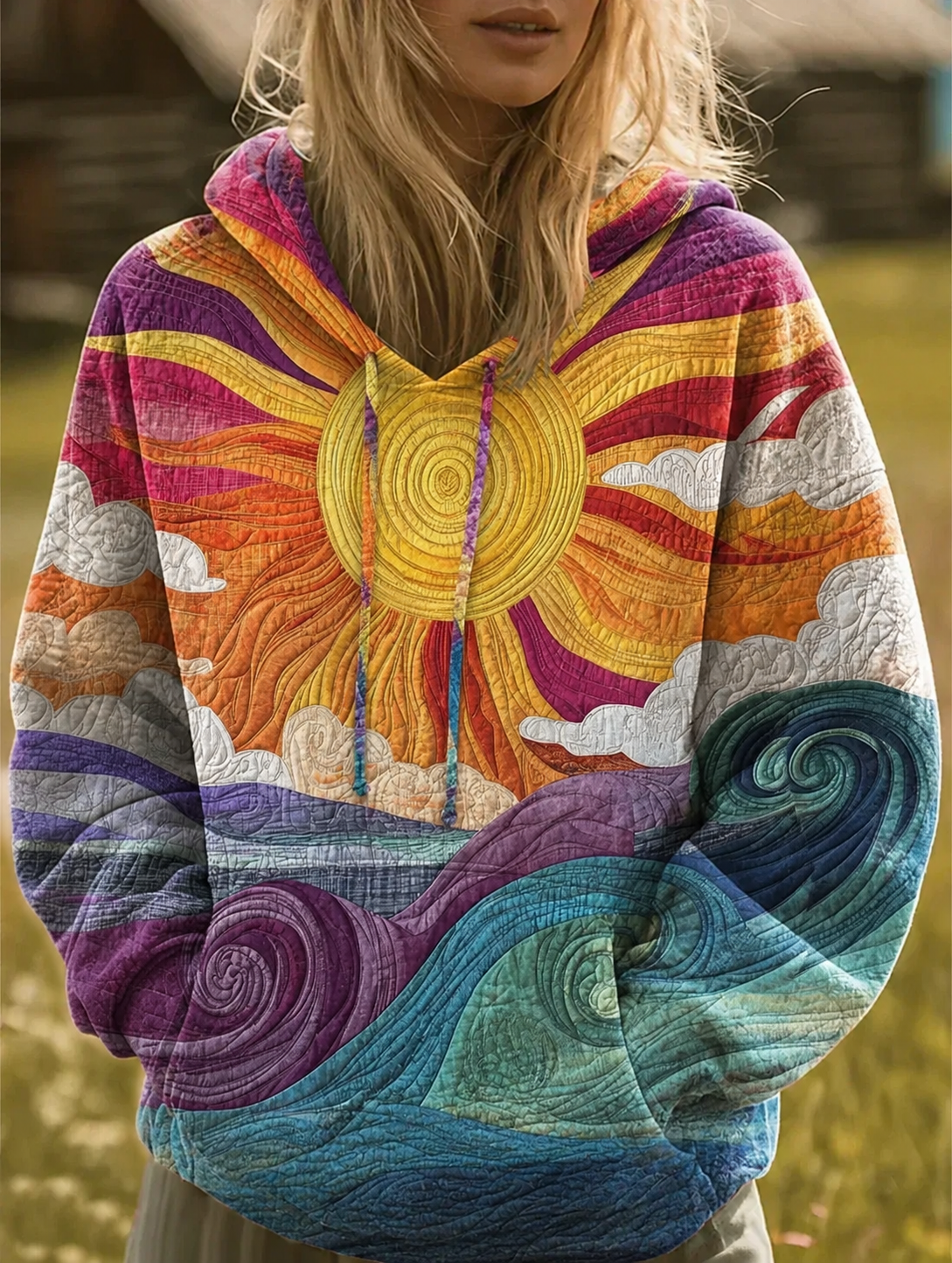 ELIZA & MAREN | VINTAGE PATCHWORK HOODIE FOR WOMEN