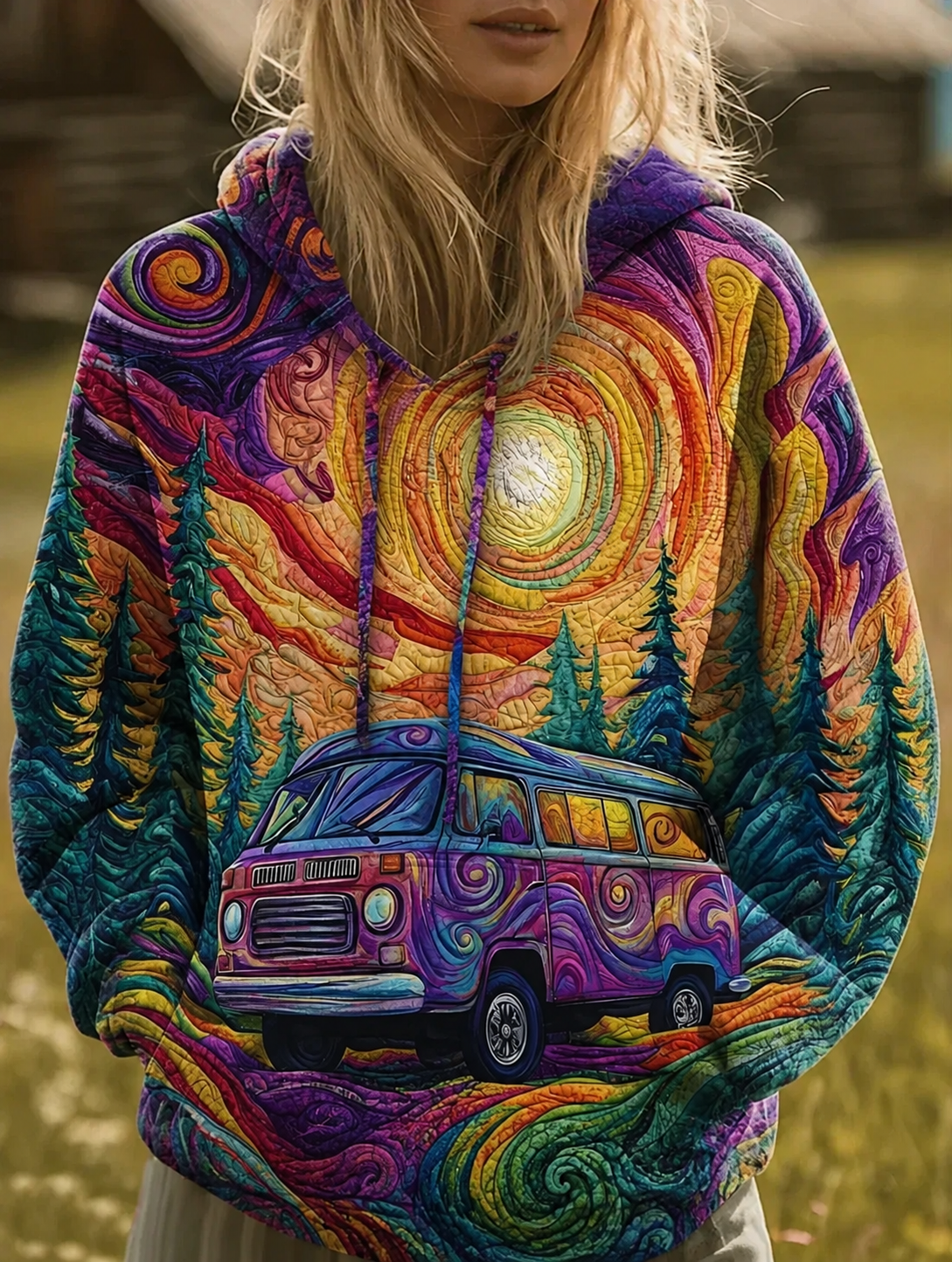 ELIZA & MAREN | MULTICOLOR PATCHWORK HOODIE FOR WOMEN