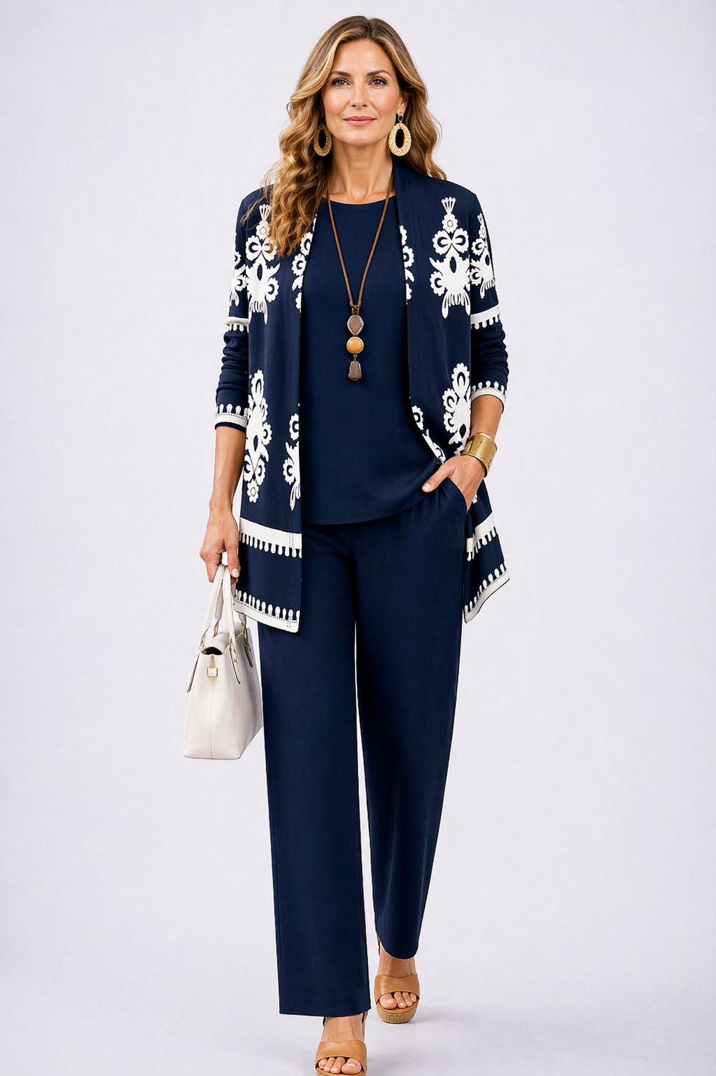 ELIZA & MAREN | CAROL NAVY THREE-PIECE SET FOR WOMEN