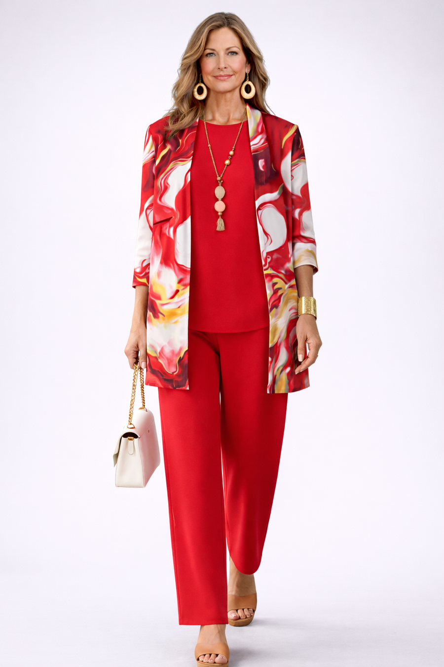 ELIZA & MAREN | GELSEY RED THREE-PIECE SET FOR WOMEN