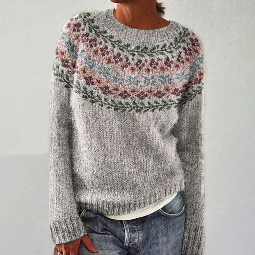 ELIZA & MAREN | VINTAGE MOTIF KNIT SWEATER FOR WOMEN