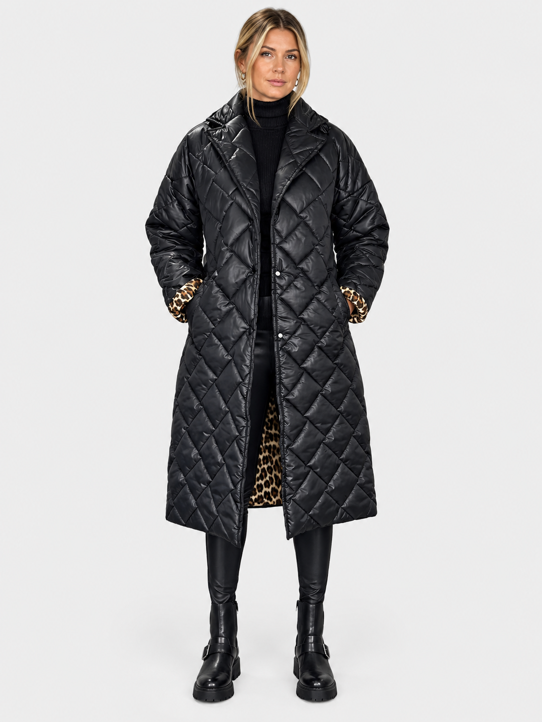 ELIZA & MAREN | LONG DIAMOND QUILTED COAT FOR WOMEN