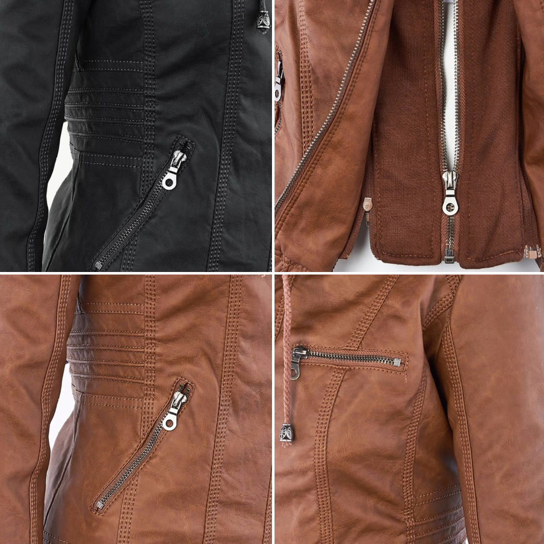 ELIZA & MAREN | SHAPED HOODED MOTO JACKET FOR WOMEN