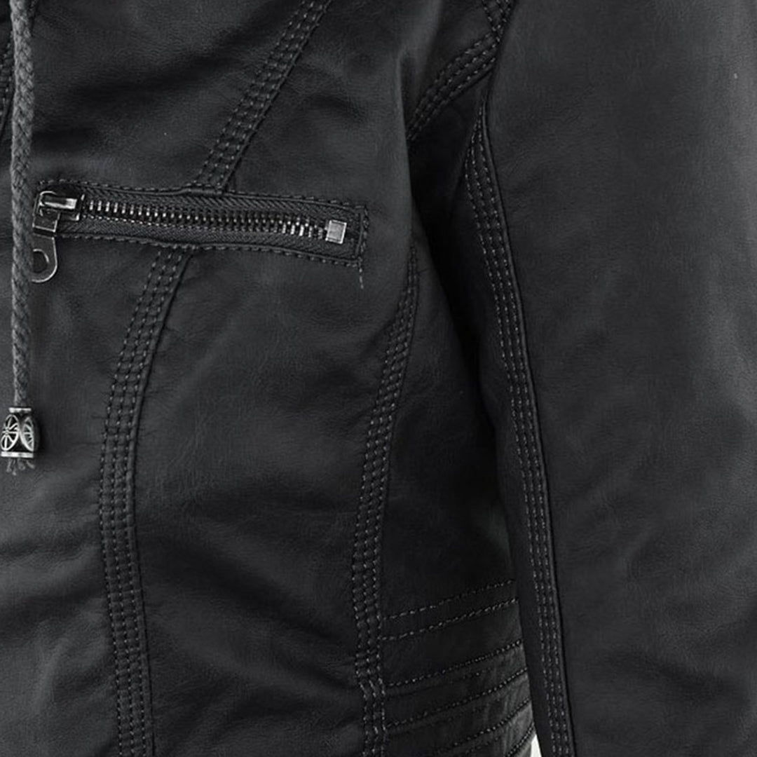 ELIZA & MAREN | SHAPED HOODED MOTO JACKET FOR WOMEN