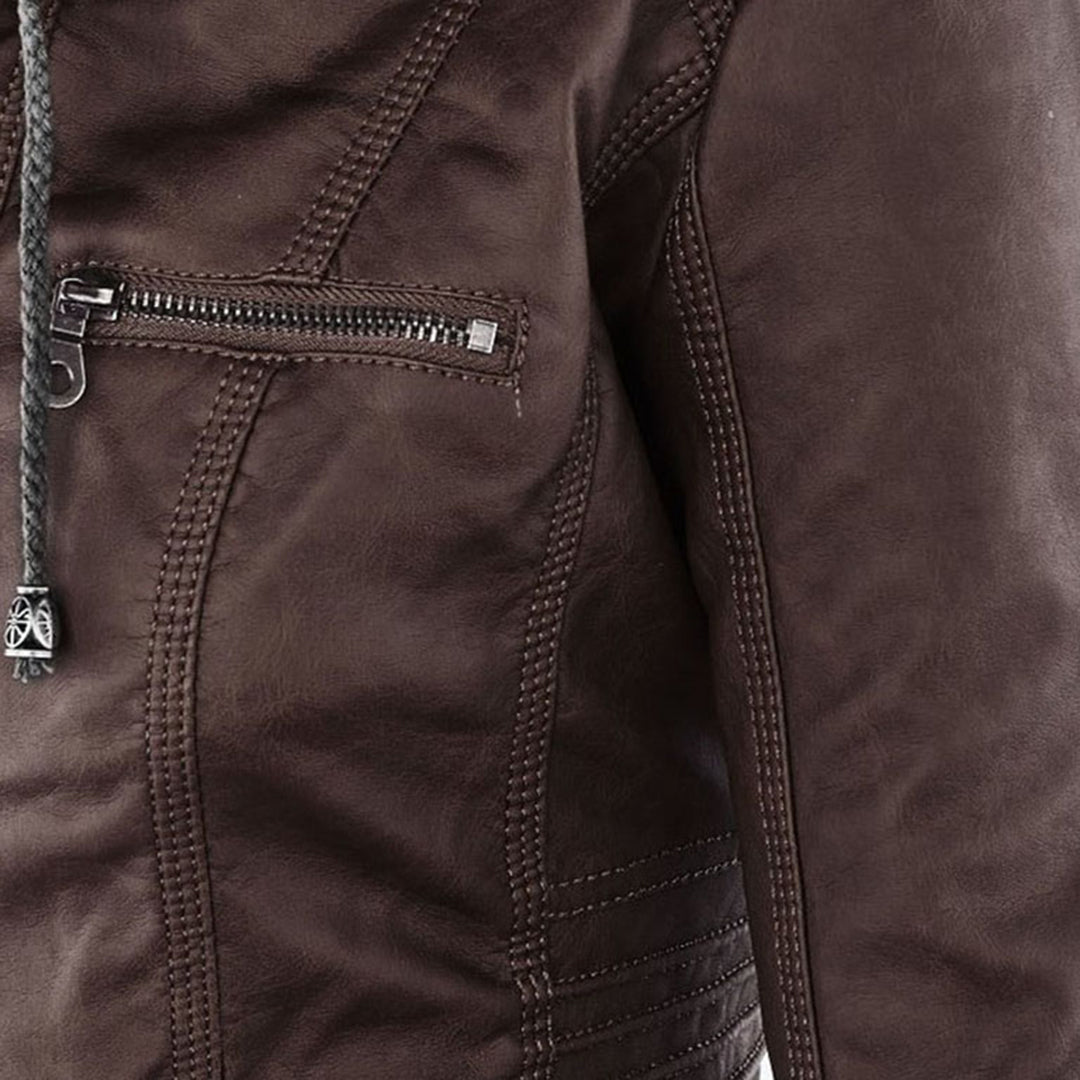 ELIZA & MAREN | SHAPED HOODED MOTO JACKET FOR WOMEN