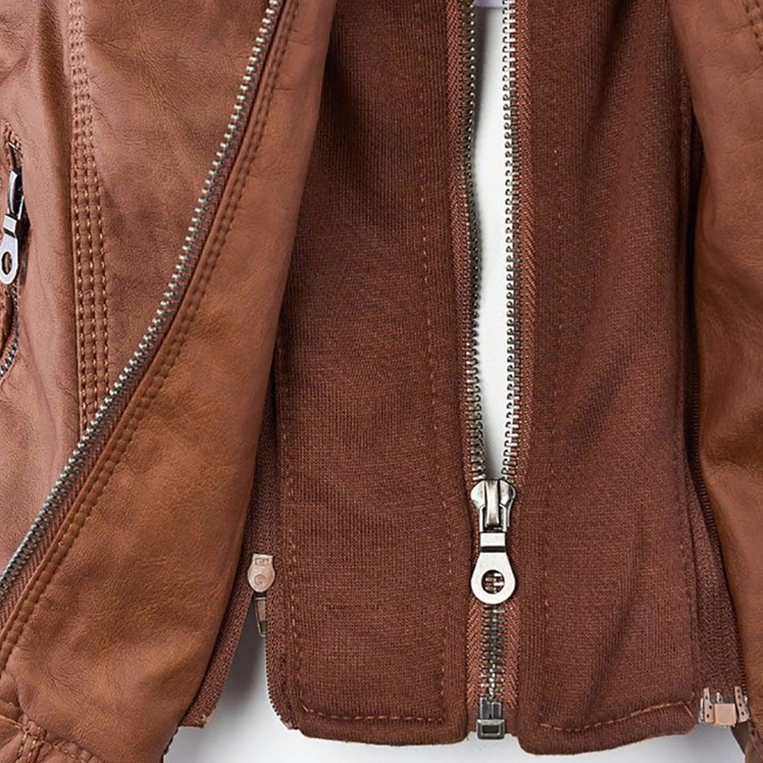ELIZA & MAREN | SHAPED HOODED MOTO JACKET FOR WOMEN