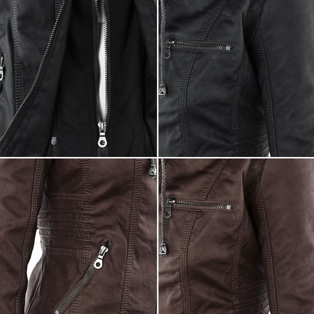 ELIZA & MAREN | SHAPED HOODED MOTO JACKET FOR WOMEN