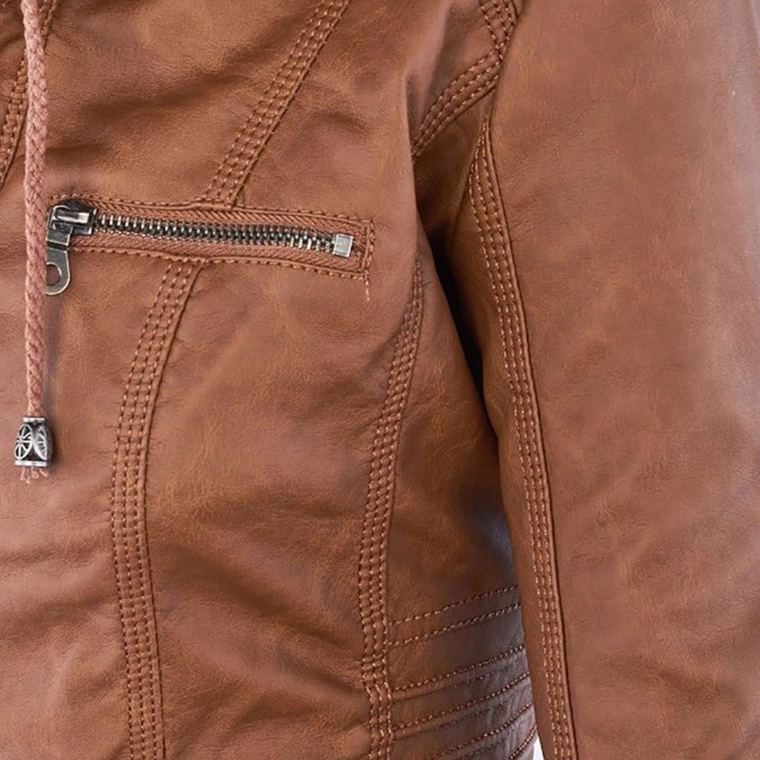 ELIZA & MAREN | SHAPED HOODED MOTO JACKET FOR WOMEN