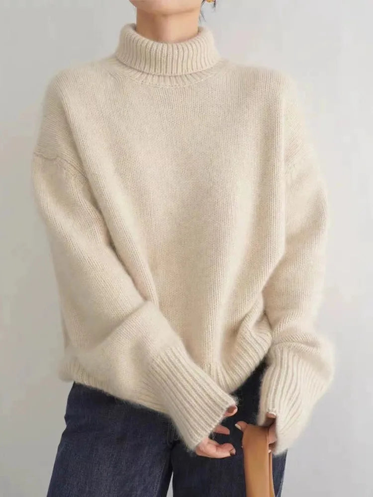 ELIZA & MAREN | OVERSIZED TURTLENECK KNIT SWEATER FOR WOMEN