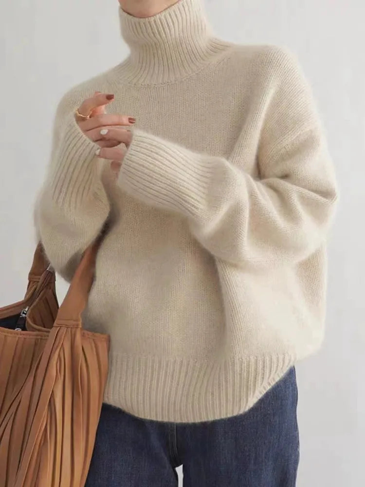 ELIZA & MAREN | OVERSIZED TURTLENECK KNIT SWEATER FOR WOMEN