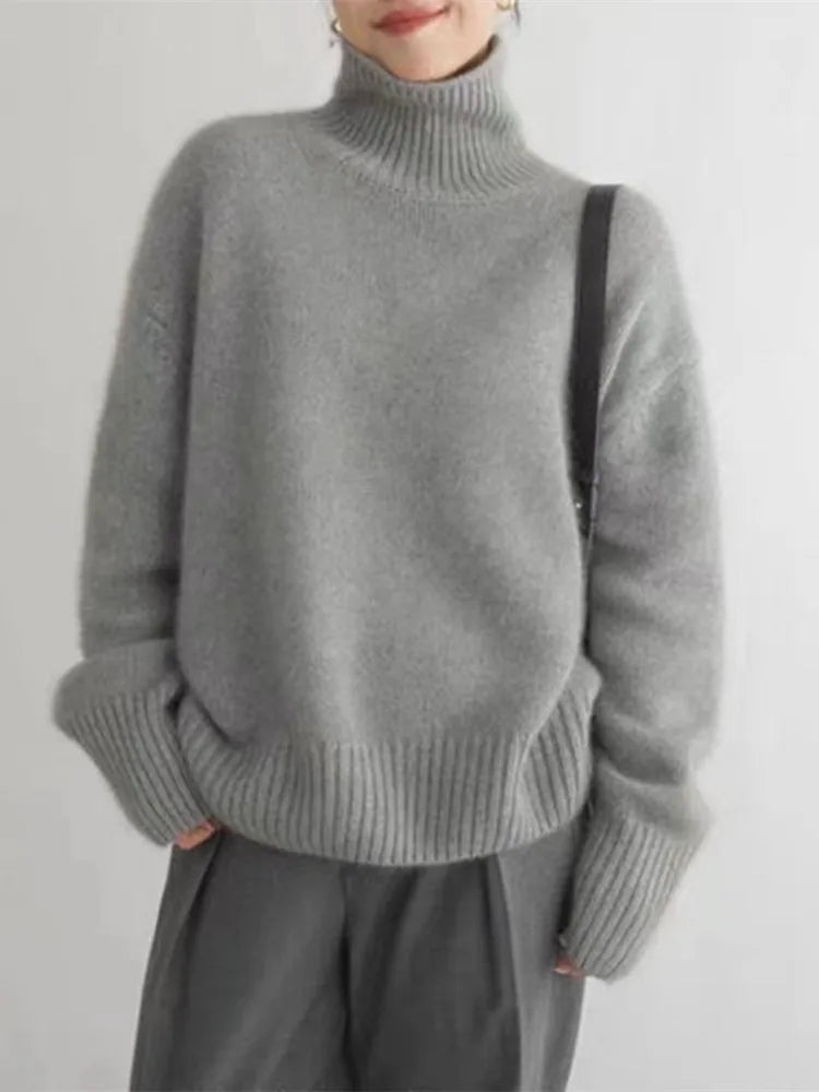 ELIZA & MAREN | OVERSIZED TURTLENECK KNIT SWEATER FOR WOMEN