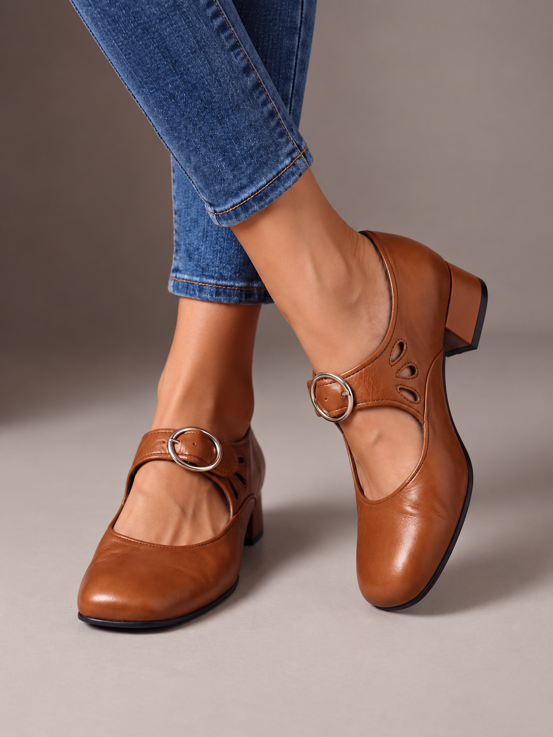 ELIZA & MAREN | ROUND BUCKLE MARY JANES FOR WOMEN