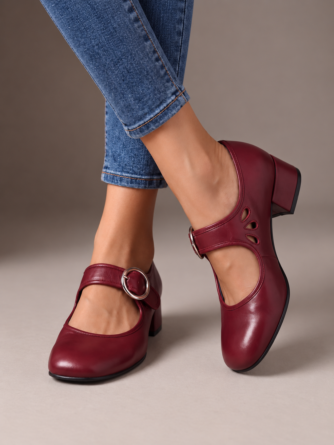 ELIZA & MAREN | ROUND BUCKLE MARY JANES FOR WOMEN