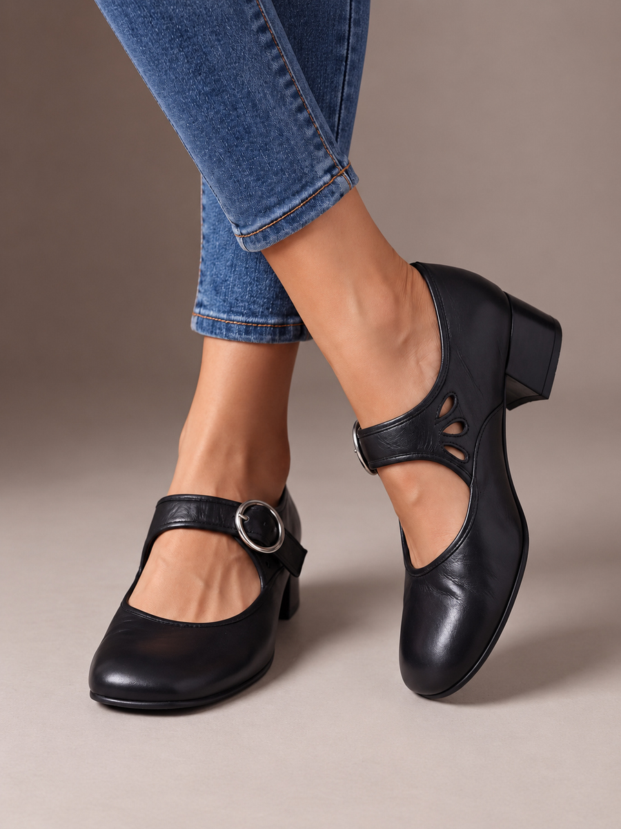 ELIZA & MAREN | ROUND BUCKLE MARY JANES FOR WOMEN