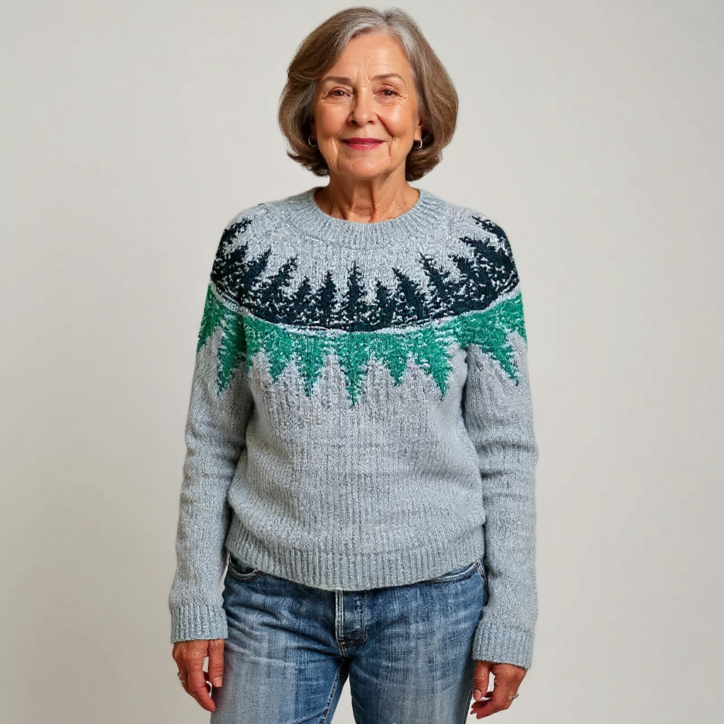 ELIZA & MAREN | RELAXED PATTERN KNIT SWEATSHIRT FOR WOMEN