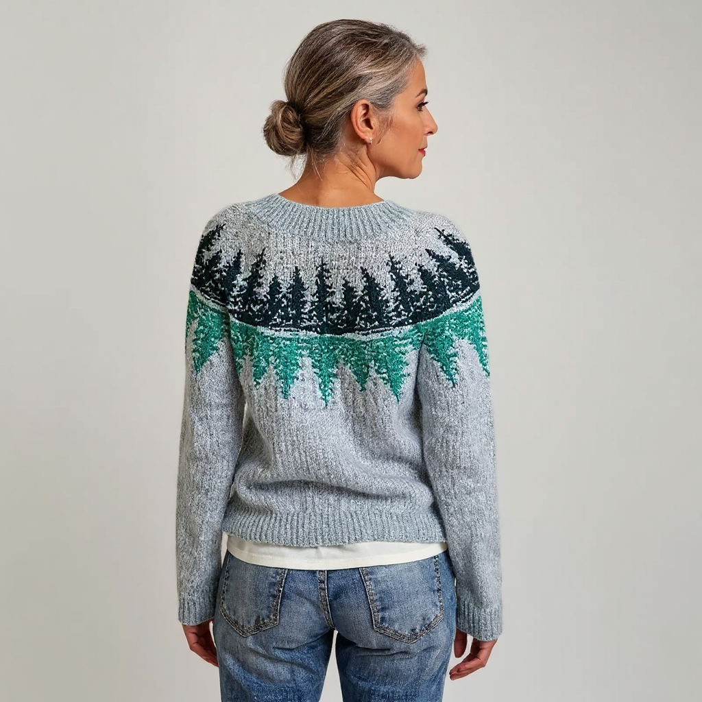 ELIZA & MAREN | RELAXED PATTERN KNIT SWEATSHIRT FOR WOMEN