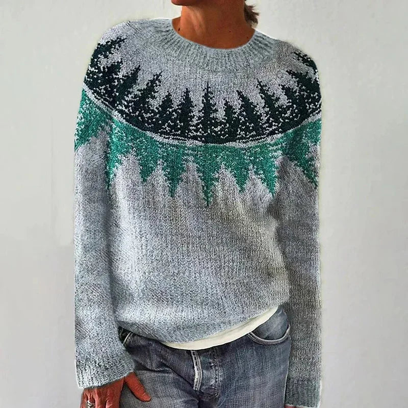 ELIZA & MAREN | RELAXED PATTERN KNIT SWEATSHIRT FOR WOMEN