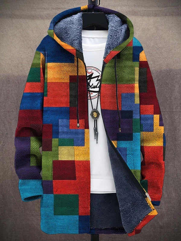 ELIZA & MAREN | COLORBLOCK ART HOODED CARDIGAN FOR WOMEN