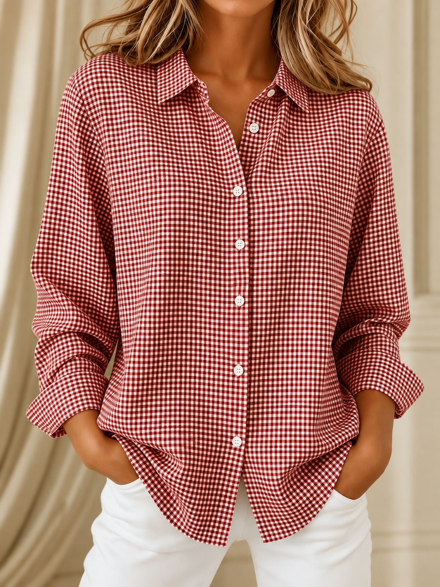 ELIZA & MAREN | PLAID BUTTON-UP SHIRT FOR WOMEN