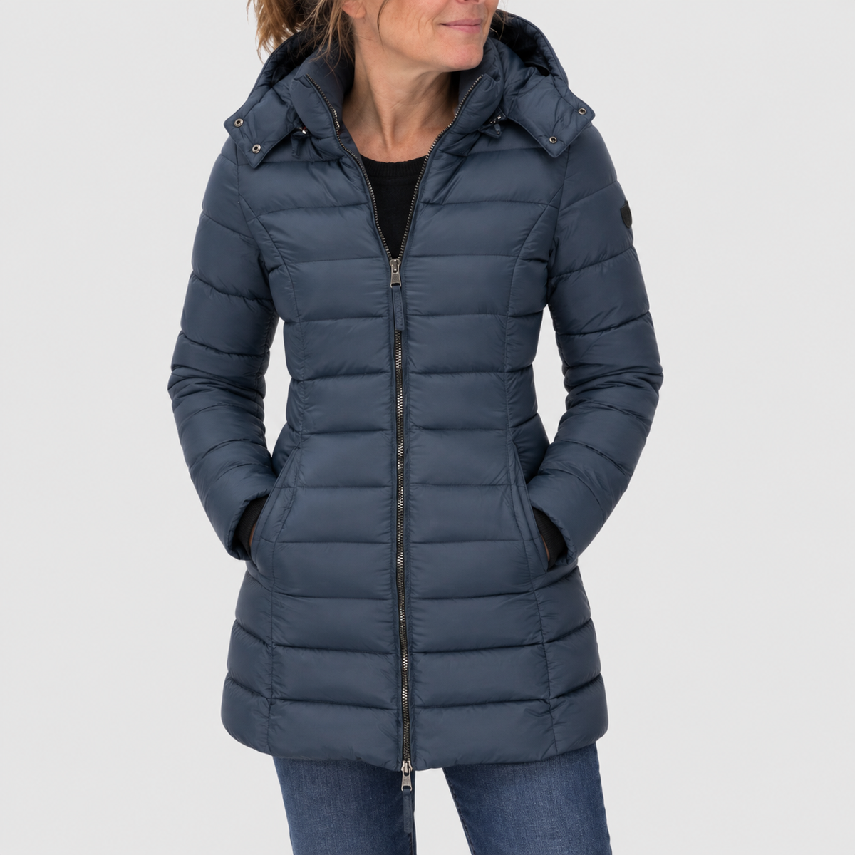ELIZA & MAREN | HOODED PANEL QUILTED COAT FOR WOMEN