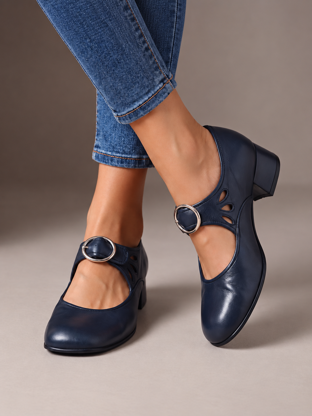ELIZA & MAREN | ROUND BUCKLE MARY JANES FOR WOMEN
