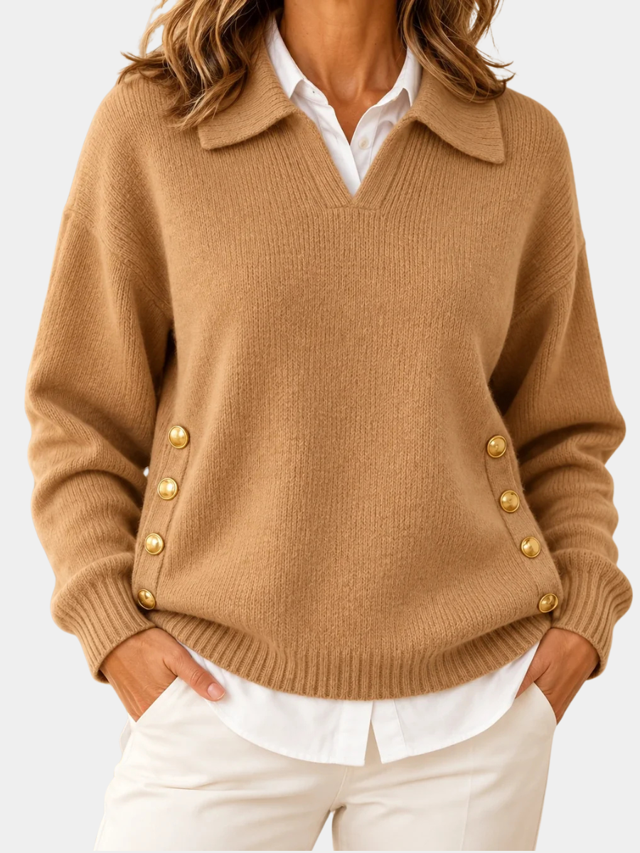 ELIZA & MAREN | POLO COLLAR SWEATER FOR WOMEN