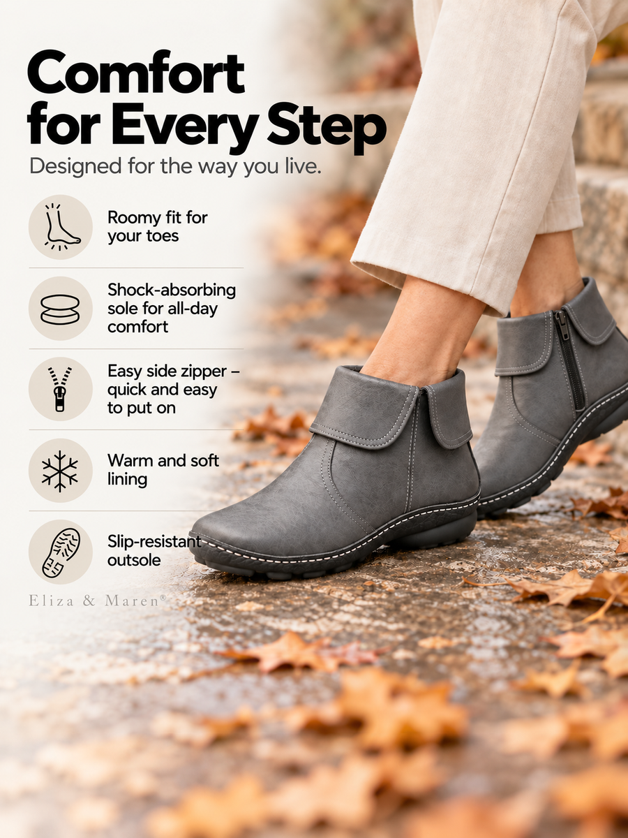 ELIZA & MAREN | ROUND TOE ANKLE BOOTS FOR WOMEN