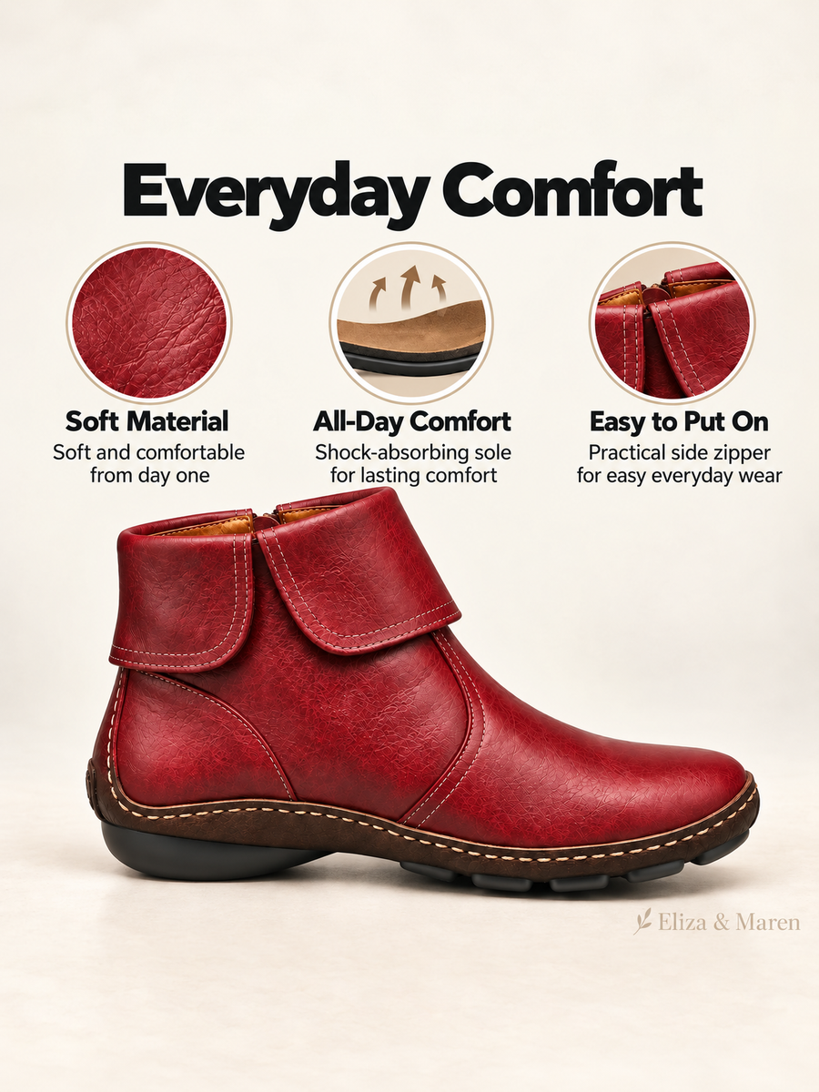 ELIZA & MAREN | ROUND TOE ANKLE BOOTS FOR WOMEN