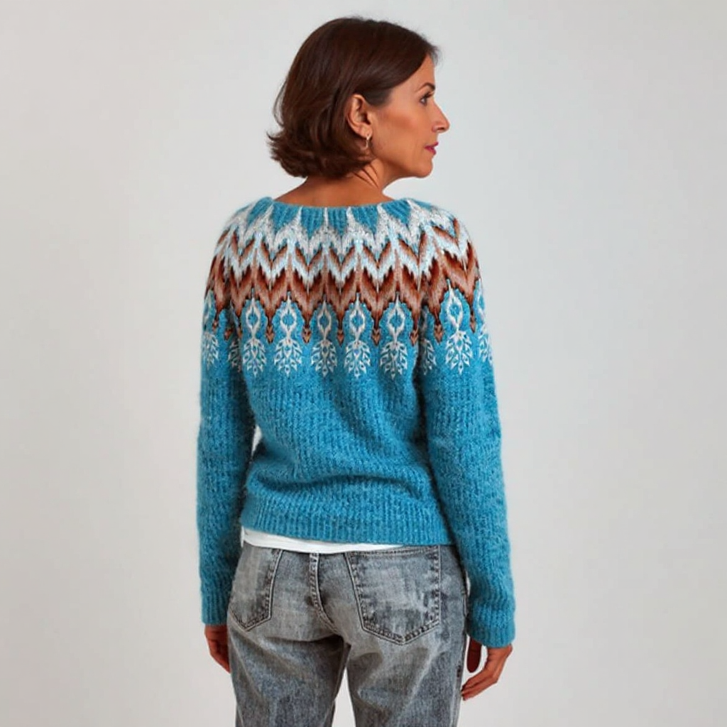 ELIZA & MAREN | FLARED MOTIF KNIT SWEATER FOR WOMEN