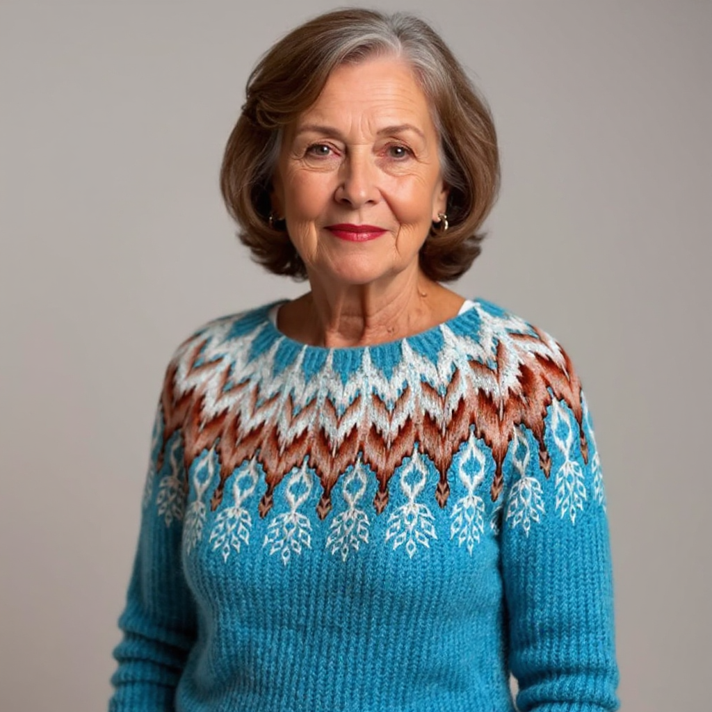 ELIZA & MAREN | FLARED MOTIF KNIT SWEATER FOR WOMEN