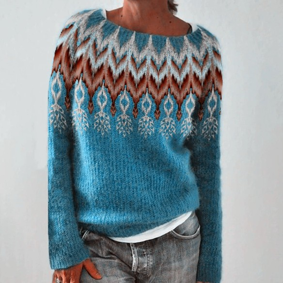 ELIZA & MAREN | FLARED MOTIF KNIT SWEATER FOR WOMEN
