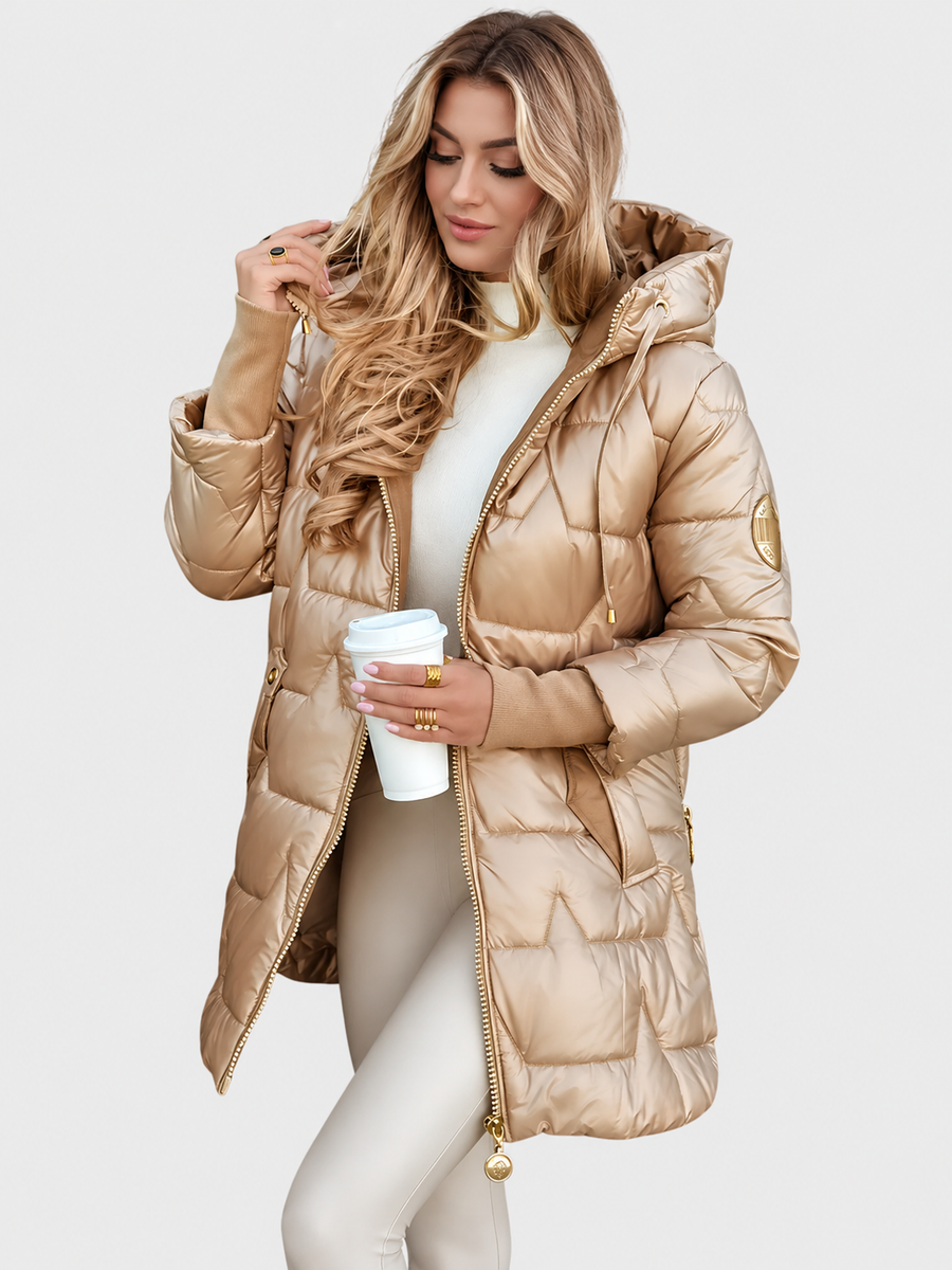 ELIZA & MAREN | GLOSSY HOODED QUILTED JACKET FOR WOMEN