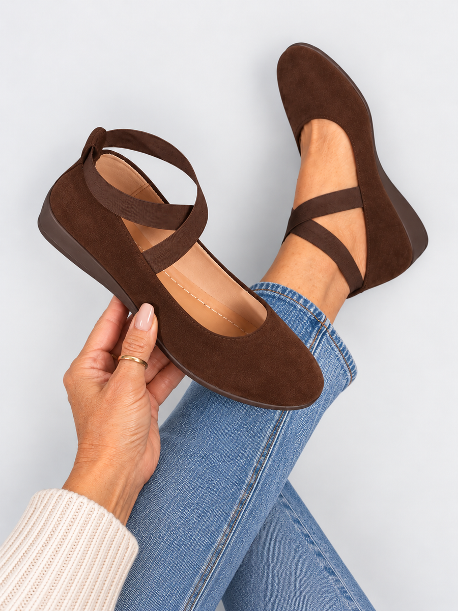 ELIZA & MAREN | CROSS STRAP BALLET FLATS FOR WOMEN