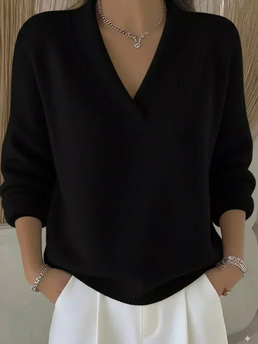 ELIZA & MAREN | SOFT V-NECK EVERYDAY SWEATER FOR WOMEN