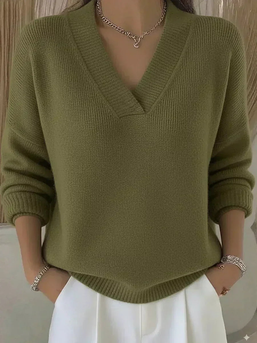 ELIZA & MAREN | SOFT V-NECK EVERYDAY SWEATER FOR WOMEN