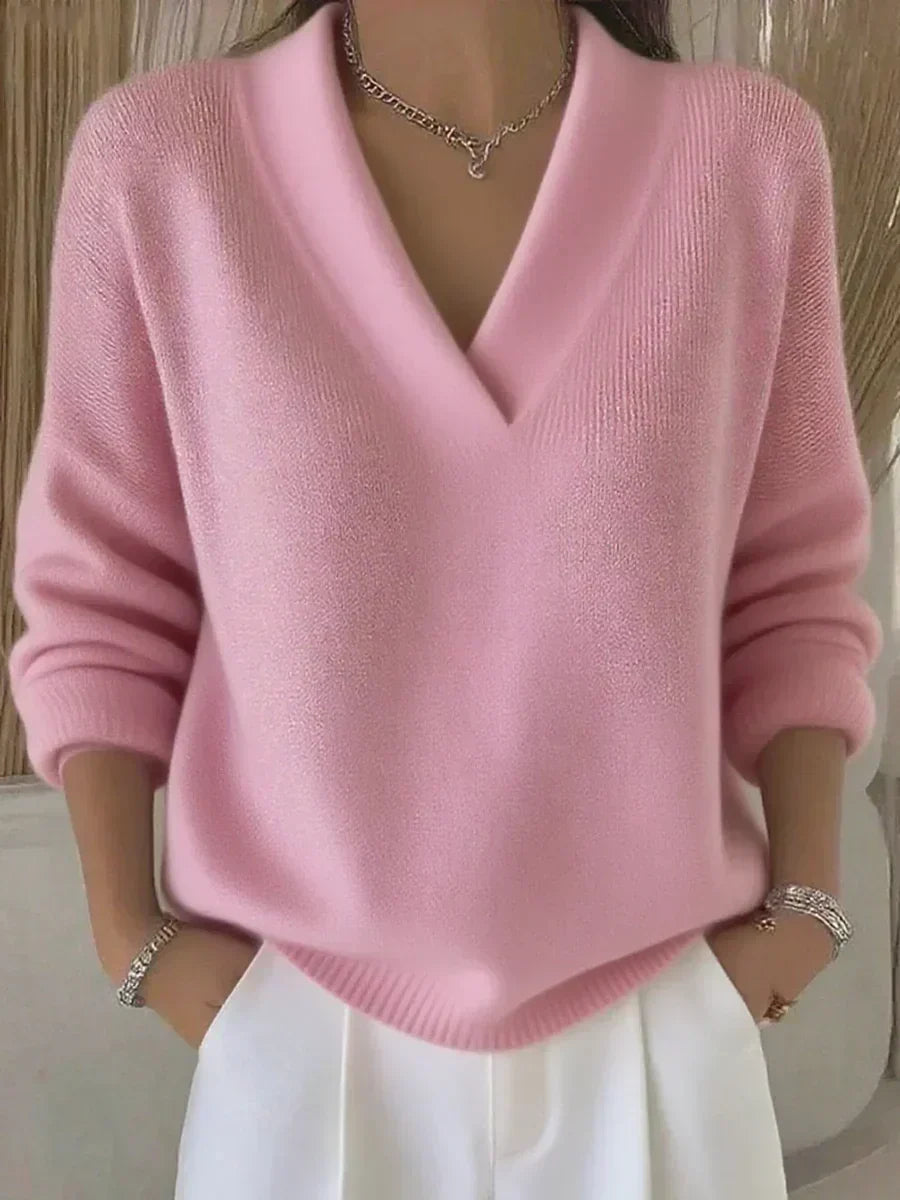 ELIZA & MAREN | SOFT V-NECK EVERYDAY SWEATER FOR WOMEN