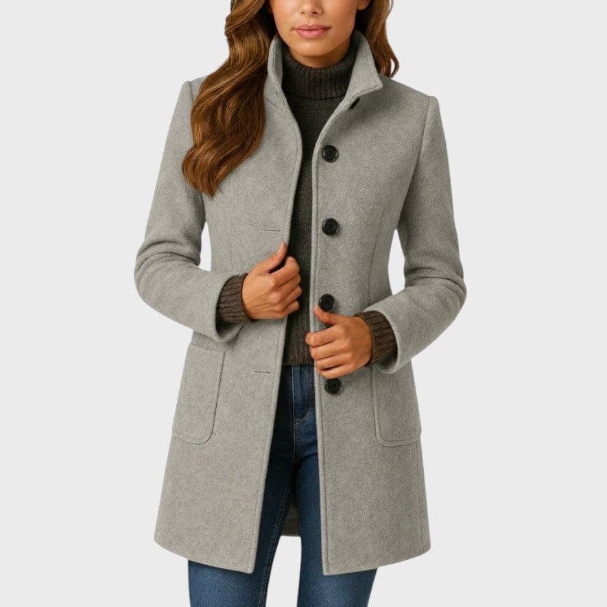 ELIZA & MAREN | STAND COLLAR BUTTON COAT FOR WOMEN