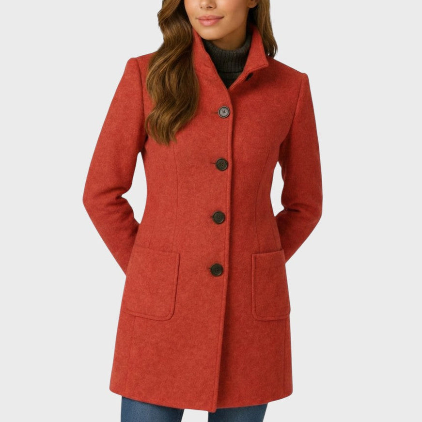 ELIZA & MAREN | STAND COLLAR BUTTON COAT FOR WOMEN