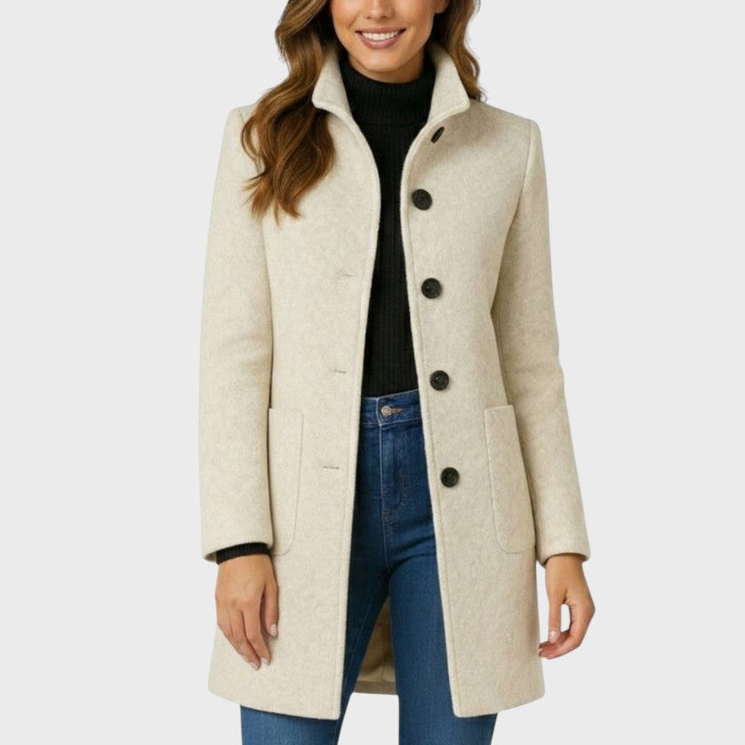 ELIZA & MAREN | STAND COLLAR BUTTON COAT FOR WOMEN